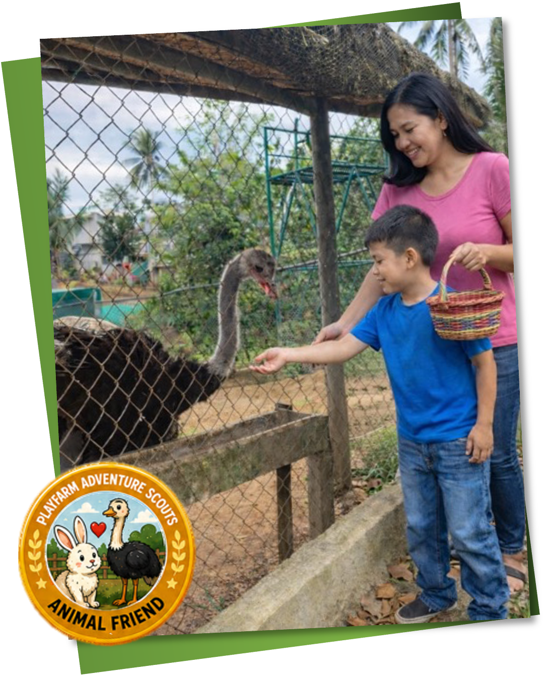 Children feeding an animal